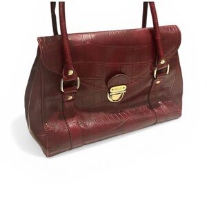 Relic Oversized Red Burgundy faux leather croc embossed handbag retro y2k vtg